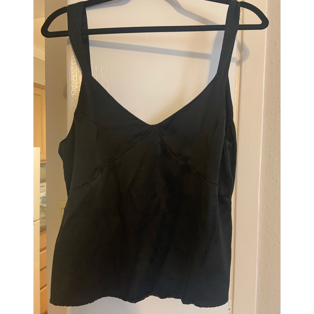 Reformation black silk tank with low back